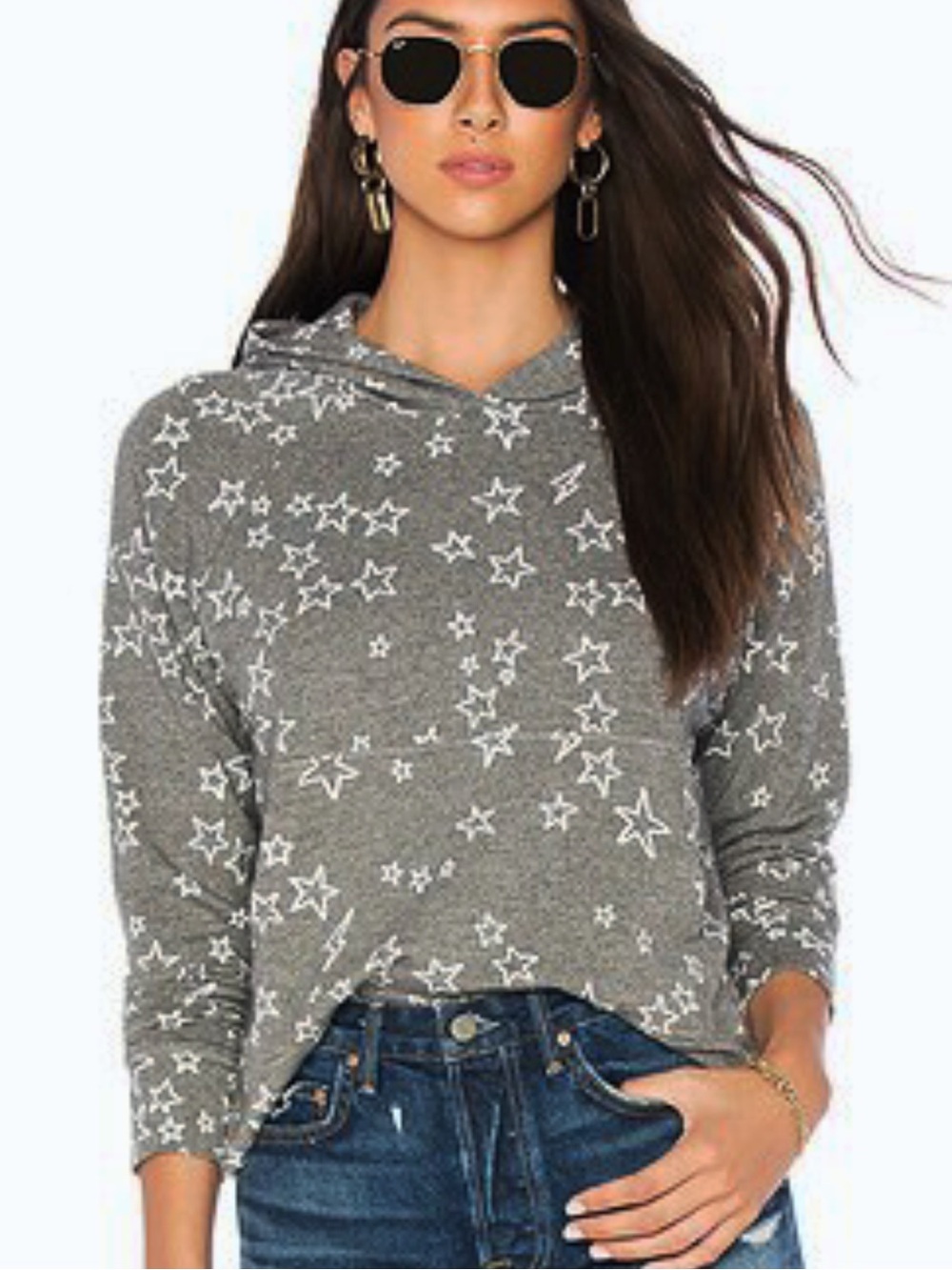 SUNDRY Stars Cropped Hoodie